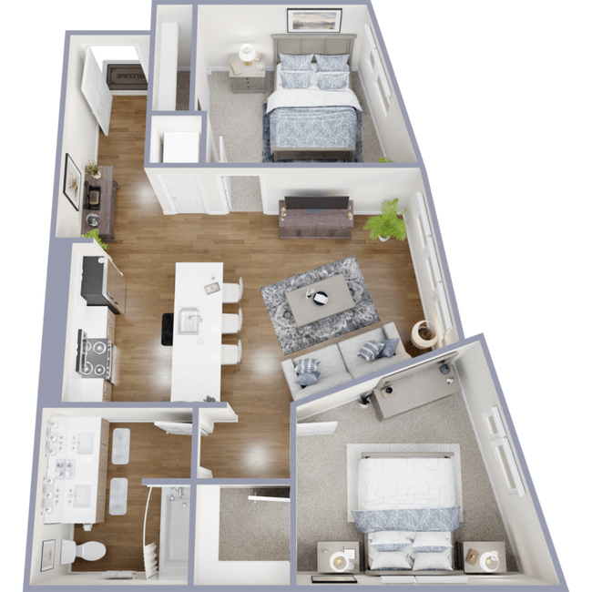 2 Bed 1 Bath 632 floor plan